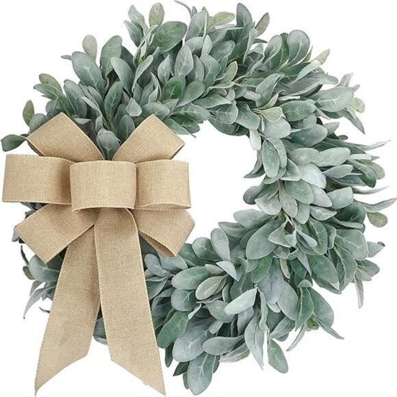 22 Inch Flocked Lambs Ear Wreaths for Front Door Wreaths for All Seasons Spring - Picture 6 of 6